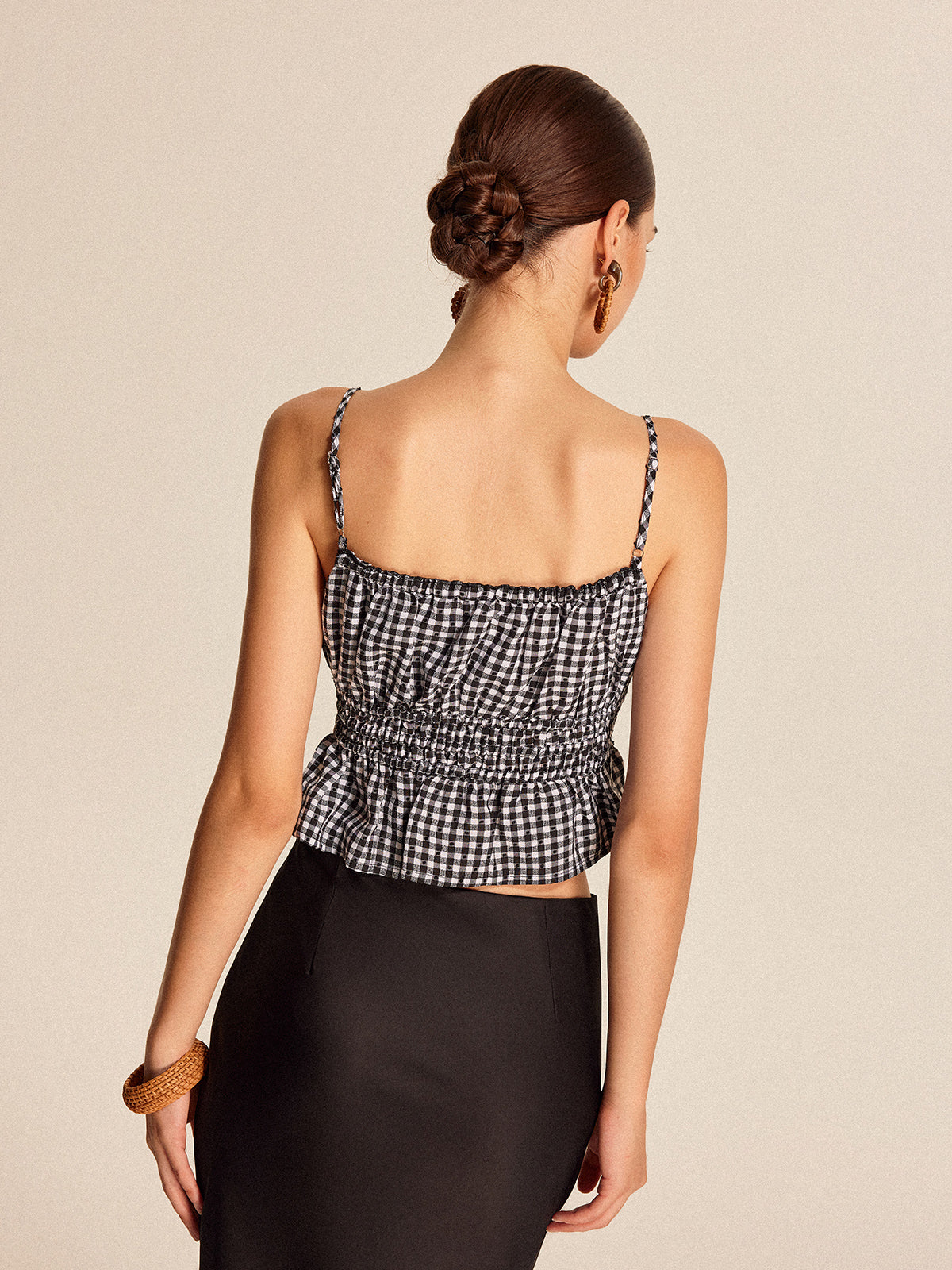 Smokinli Peplum Gingham Atlet Üst