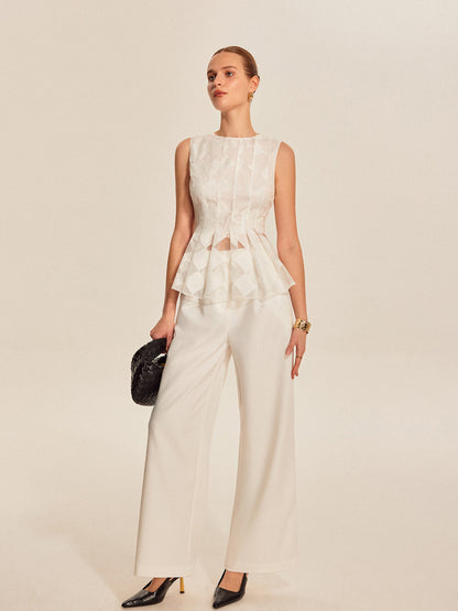 Yarı Şeffaf Geometrik Peplum Üst