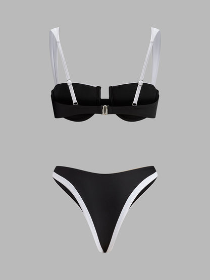 Kontrast Kesimli Kesim Bikini Takımı