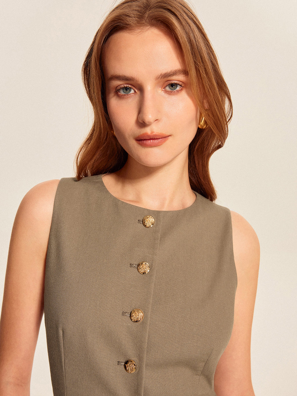 Asimetrik Düğme Cep Detaylı Yelek