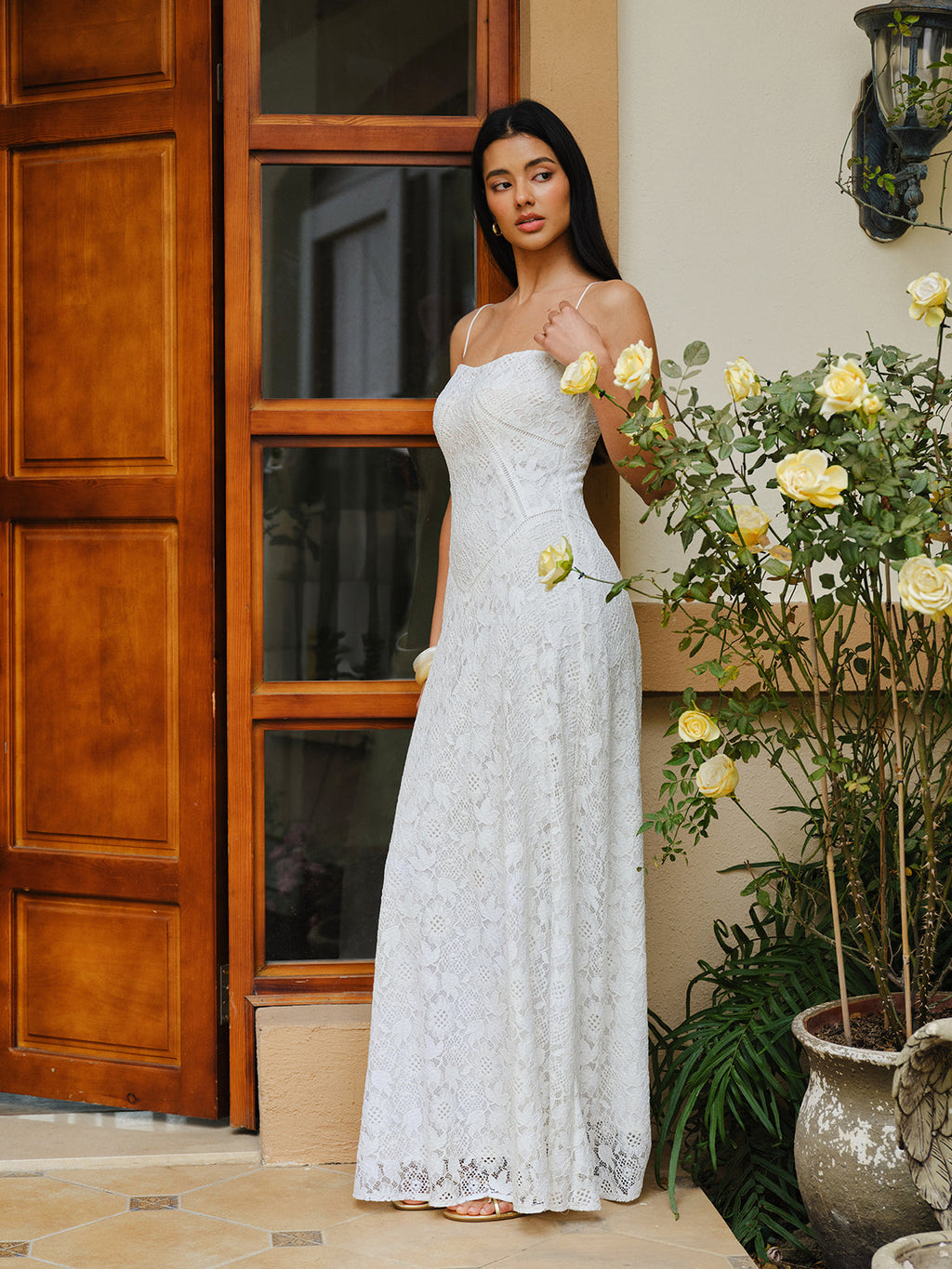 Dantelli Spagetti Askılı Elbise