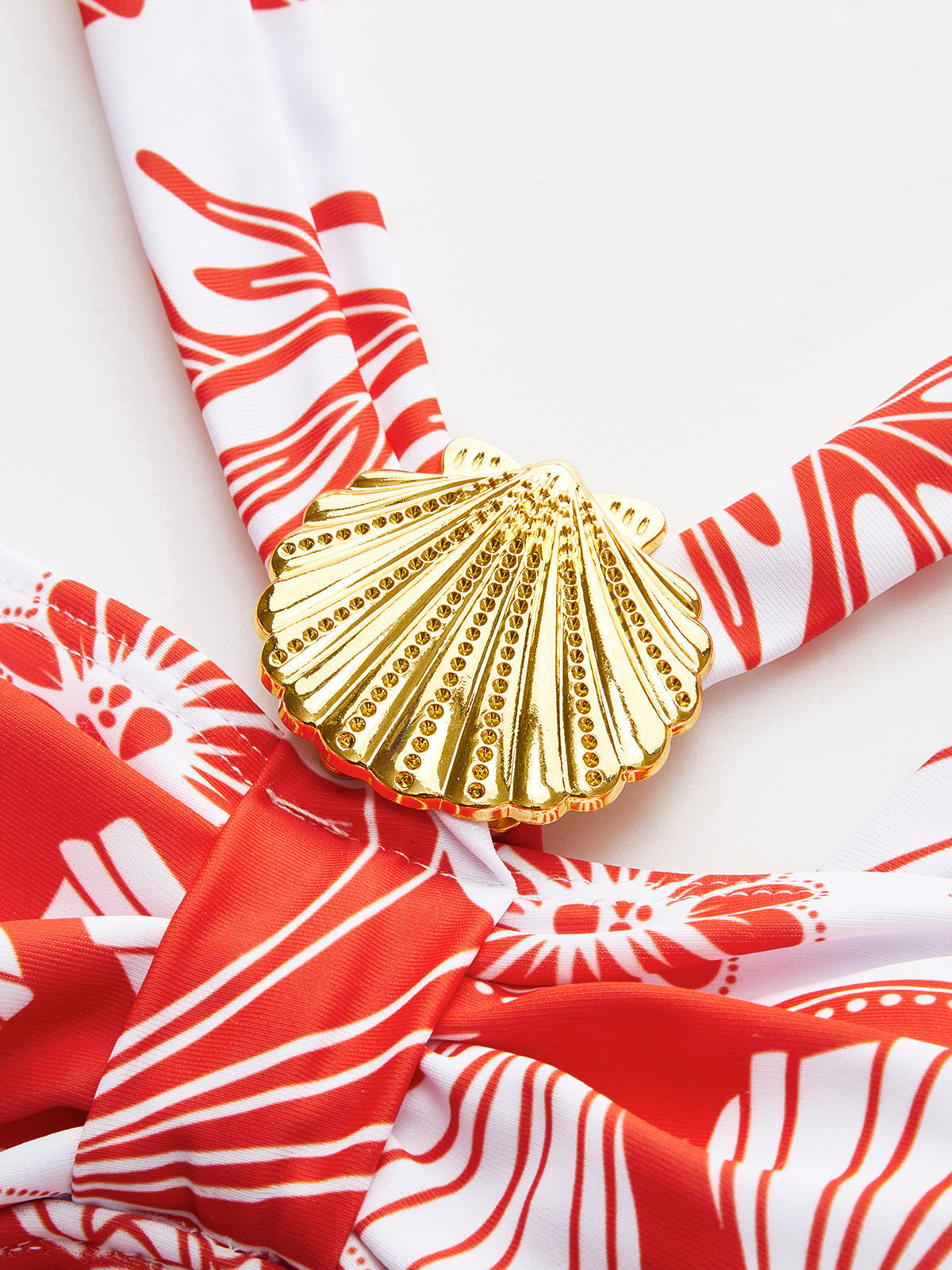 Metal Detaylı Baskılı Tek Parça Mayo