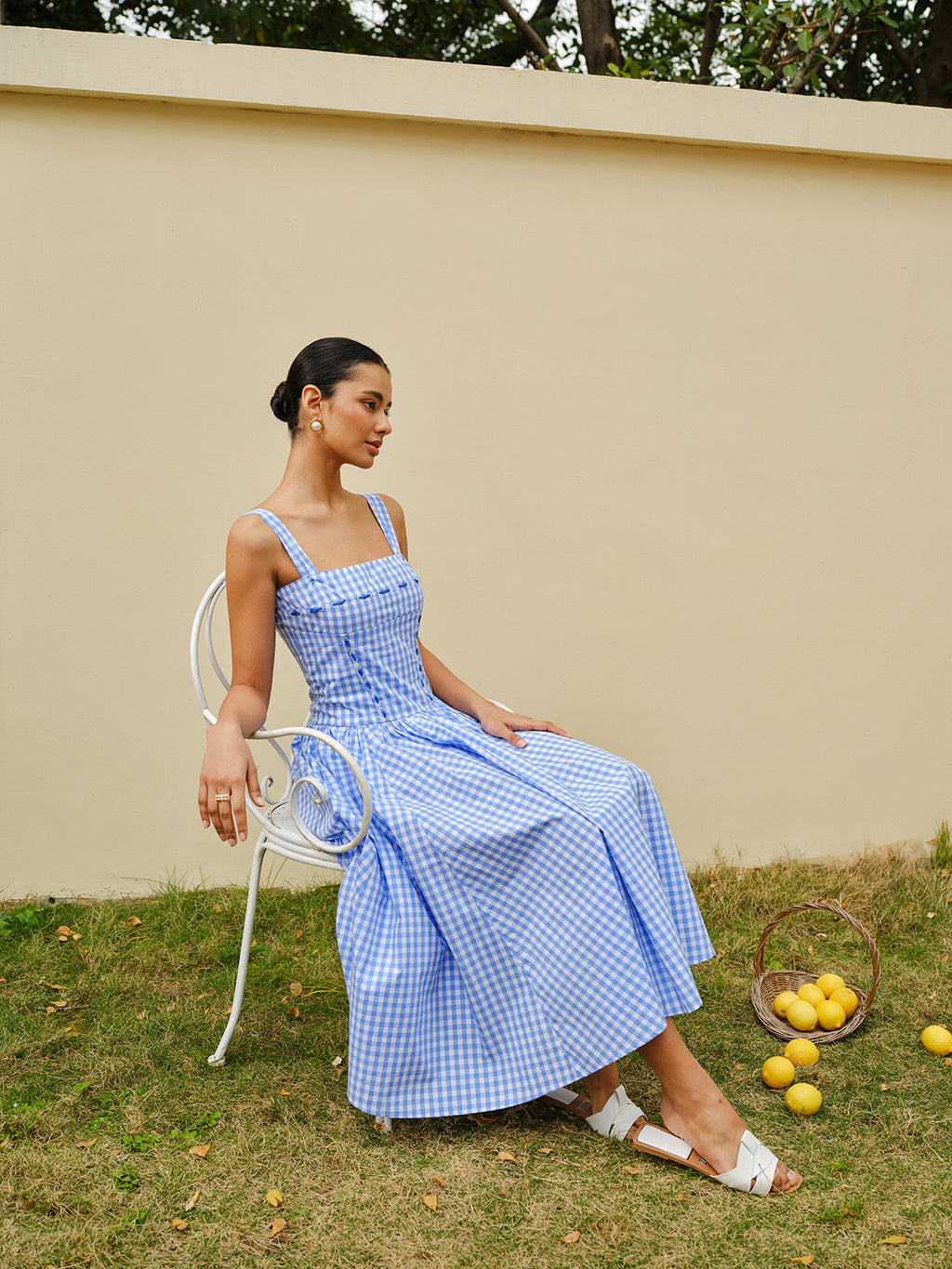 Bağcıklı Dama Tahtası Korse Elbise