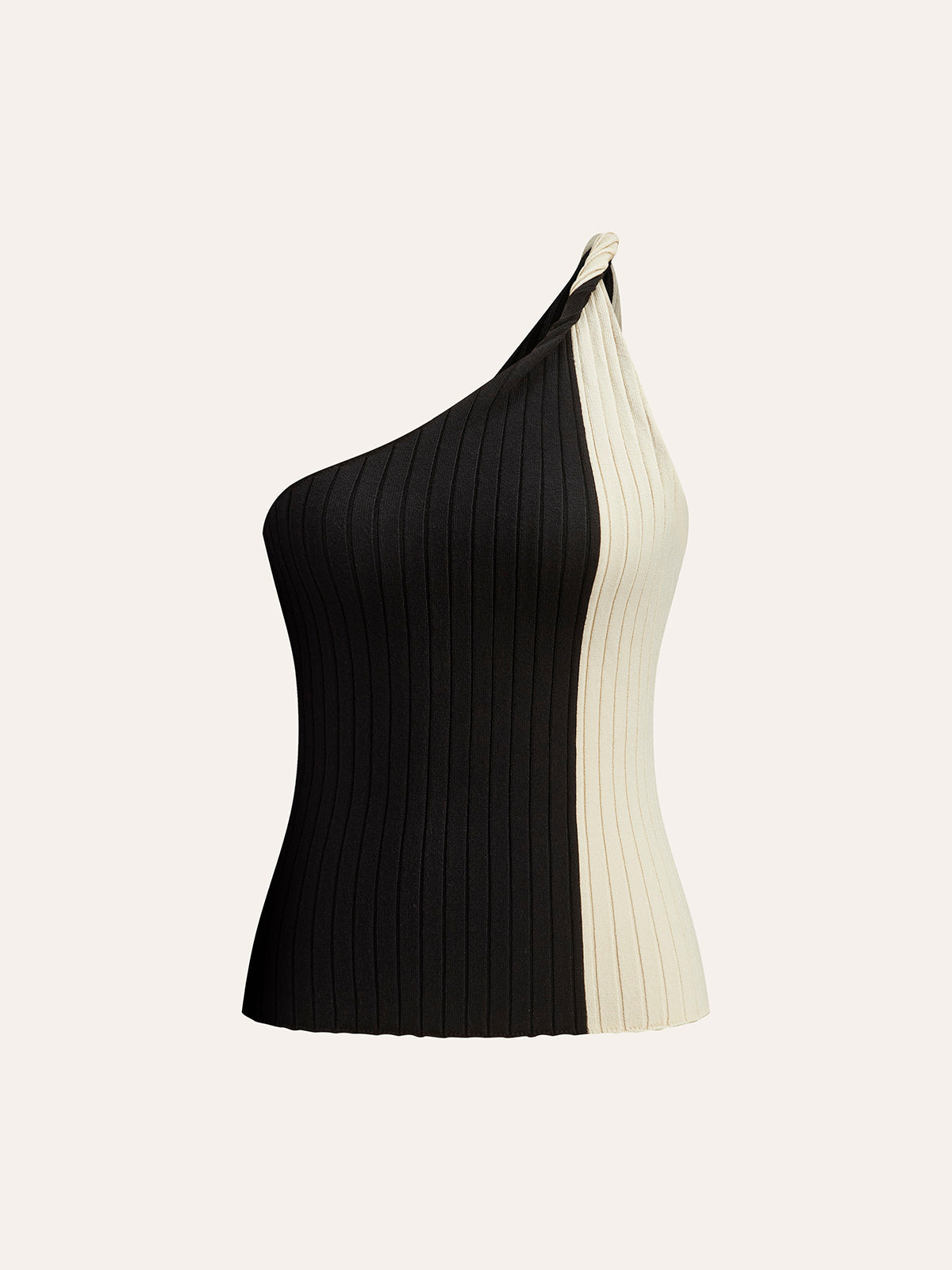 Renk Bloklu Tek Omuzlu Üst