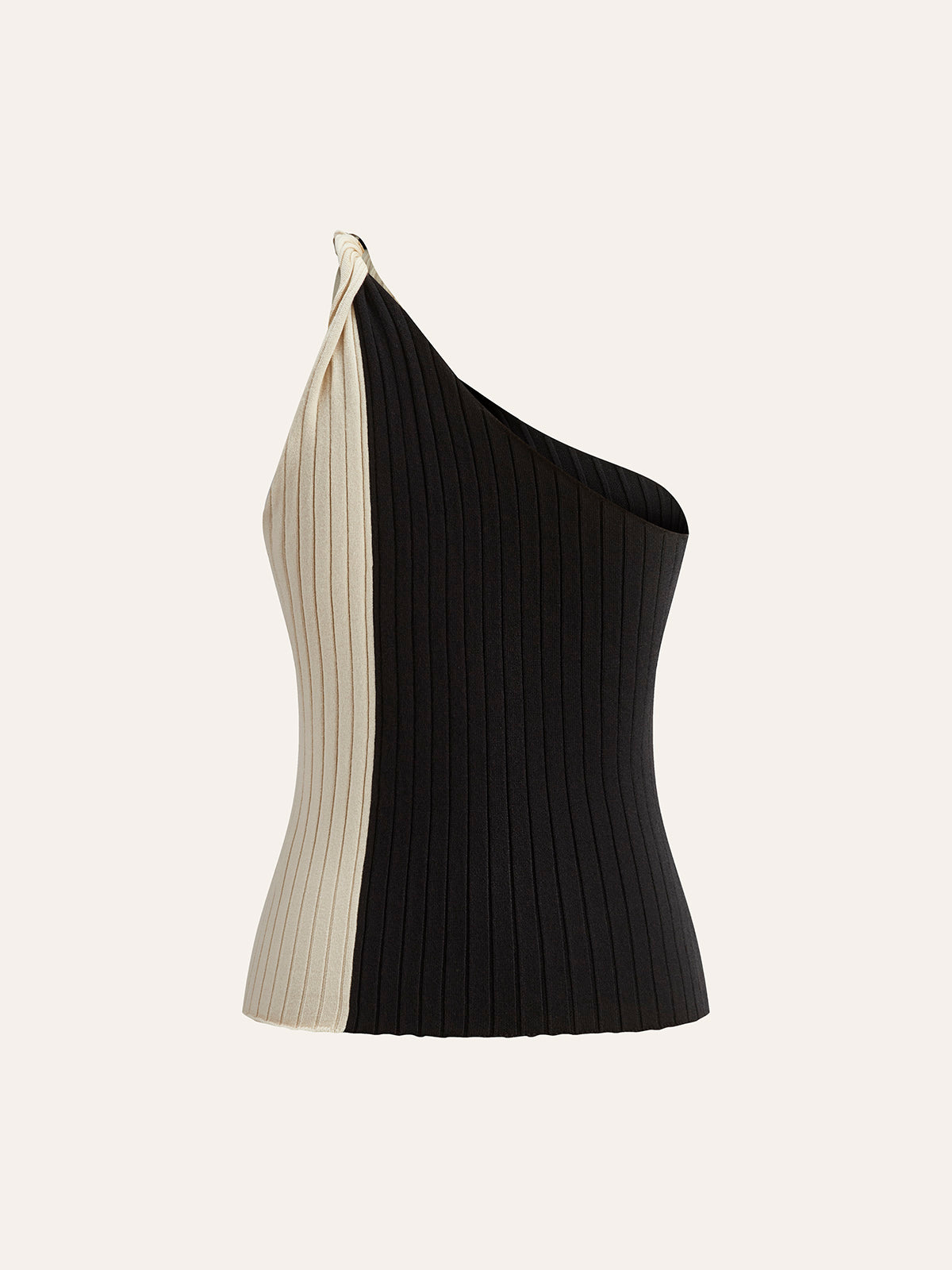 Renk Bloklu Tek Omuzlu Üst