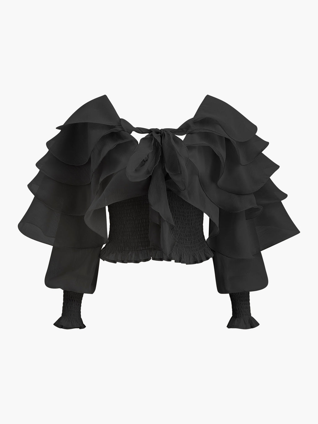 Yarı Şeffaf Şifon Volanlı Sırtı Açık Üst