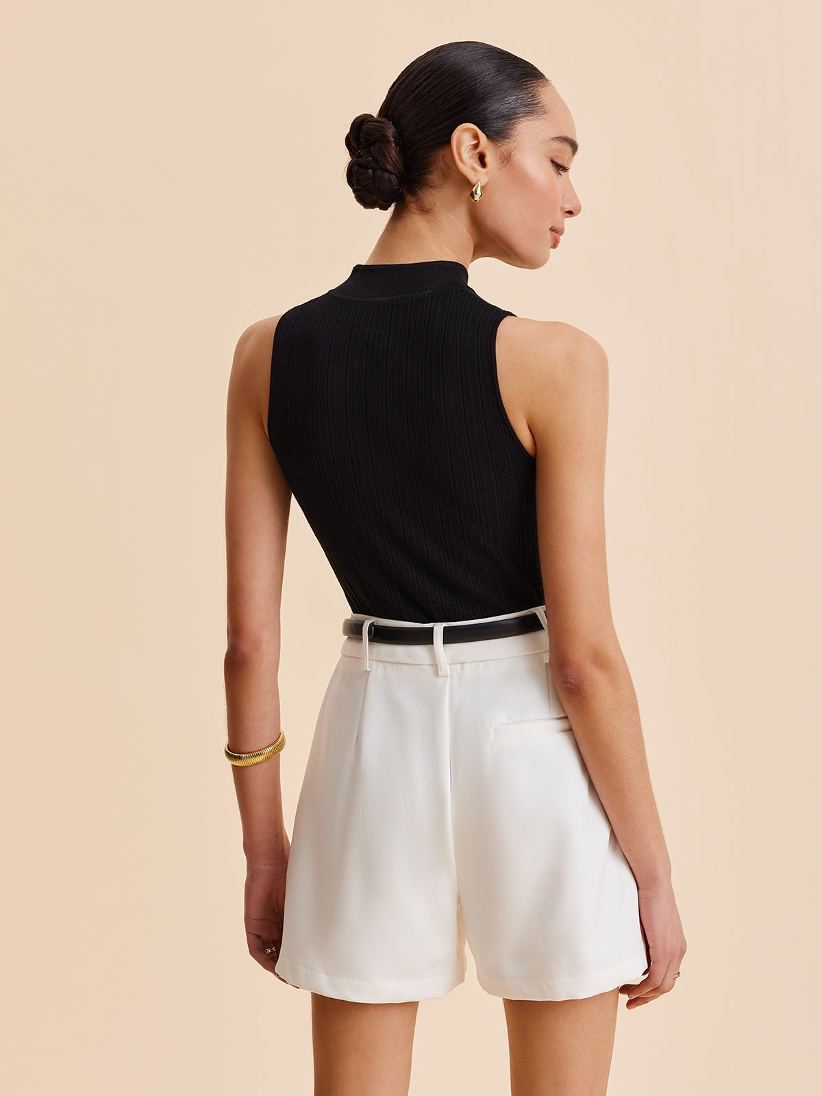 Sahte Yaka Anahtar Deliği Örgü Yelek