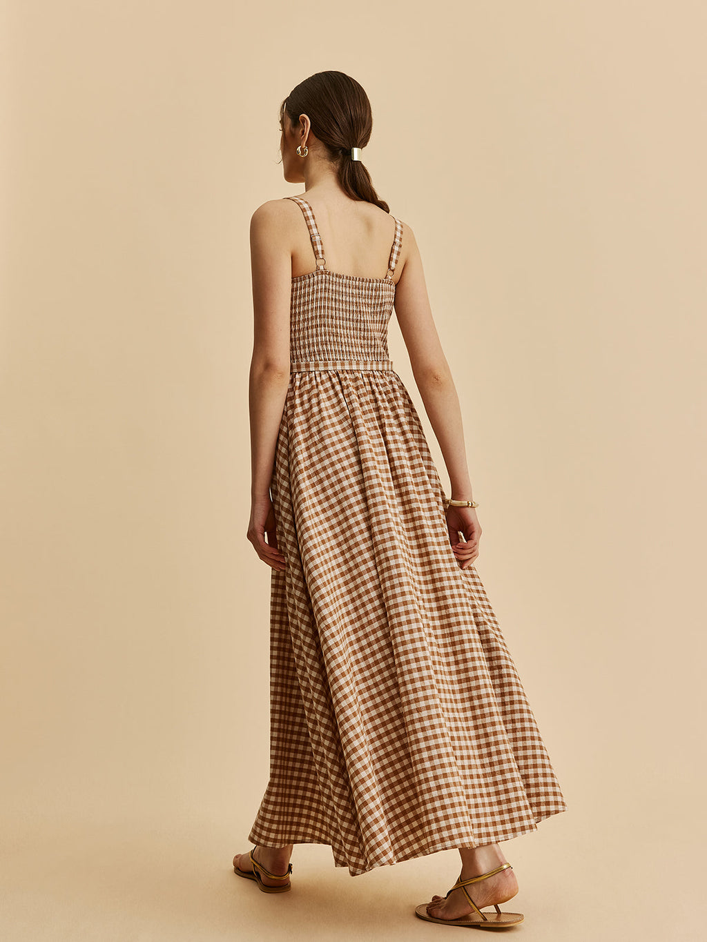 Gingham Kemerli Büstiyer Elbise