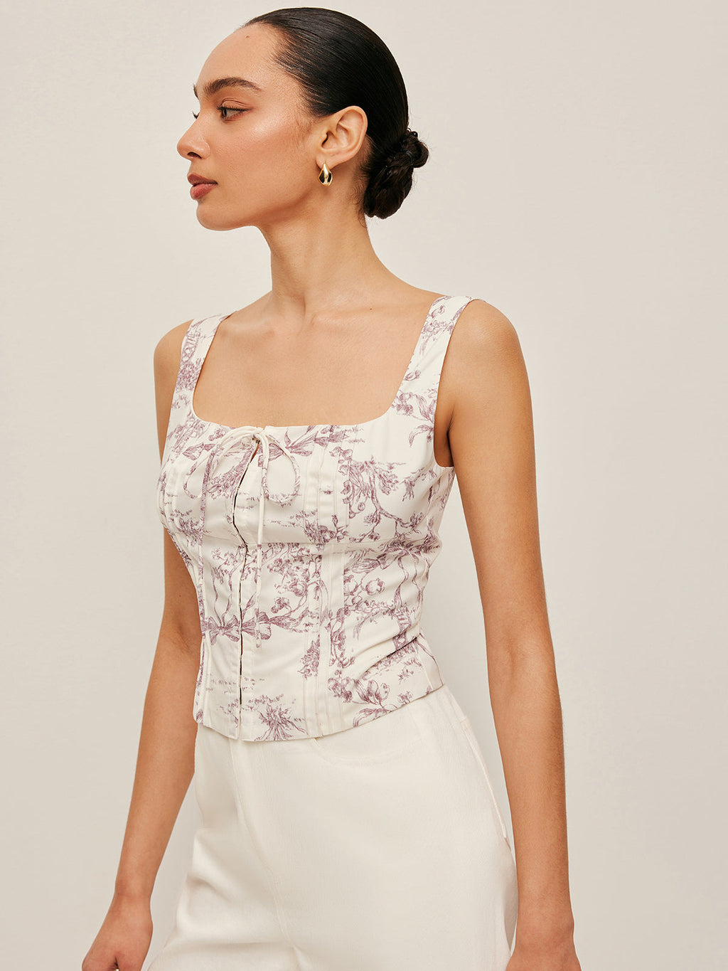 Ön Kancalı Baskılı Korse Üst