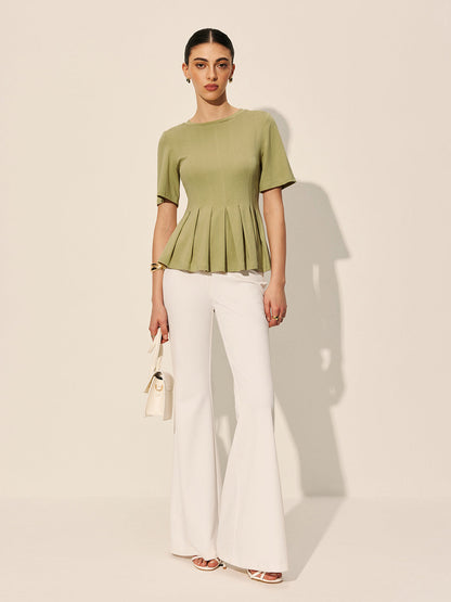 Pliseli Peplum Kaburgalı Üst