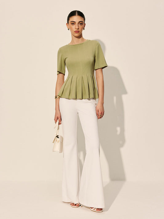 Pliseli Peplum Kaburgalı Üst