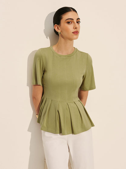 Pliseli Peplum Kaburgalı Üst