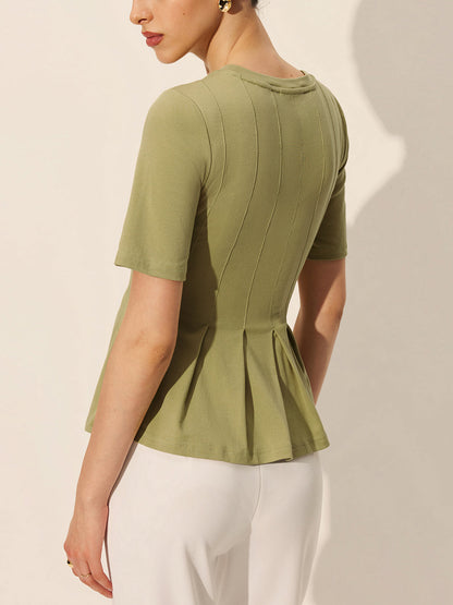 Pliseli Peplum Kaburgalı Üst