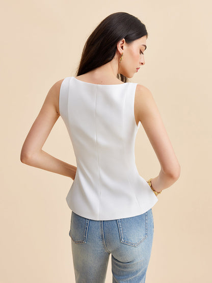 Kare Yaka Peplum Tank Top