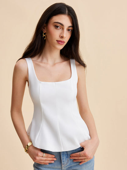 Kare Yaka Peplum Tank Top
