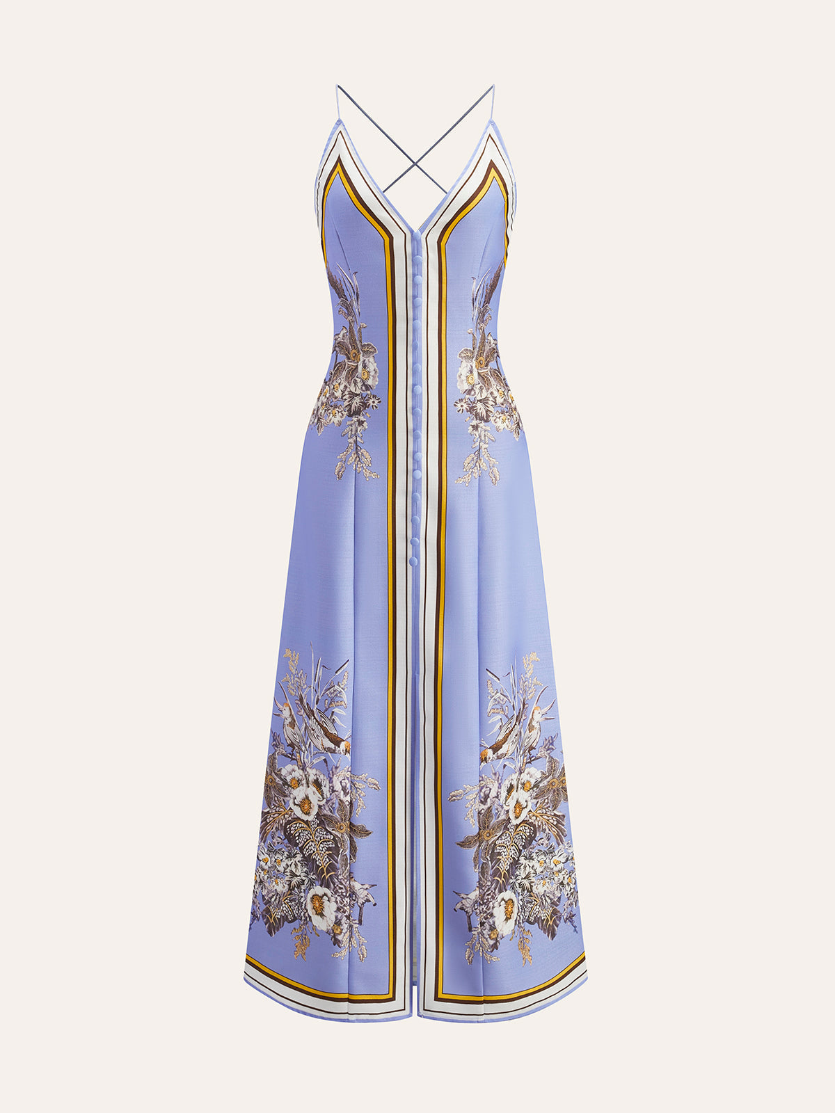 Rahat Çiçek Baskılı Askılı Uzun Elbise