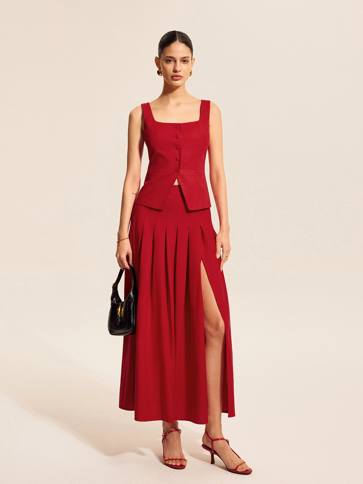 Pamuk & Keten Kare Yaka Yelek Üst