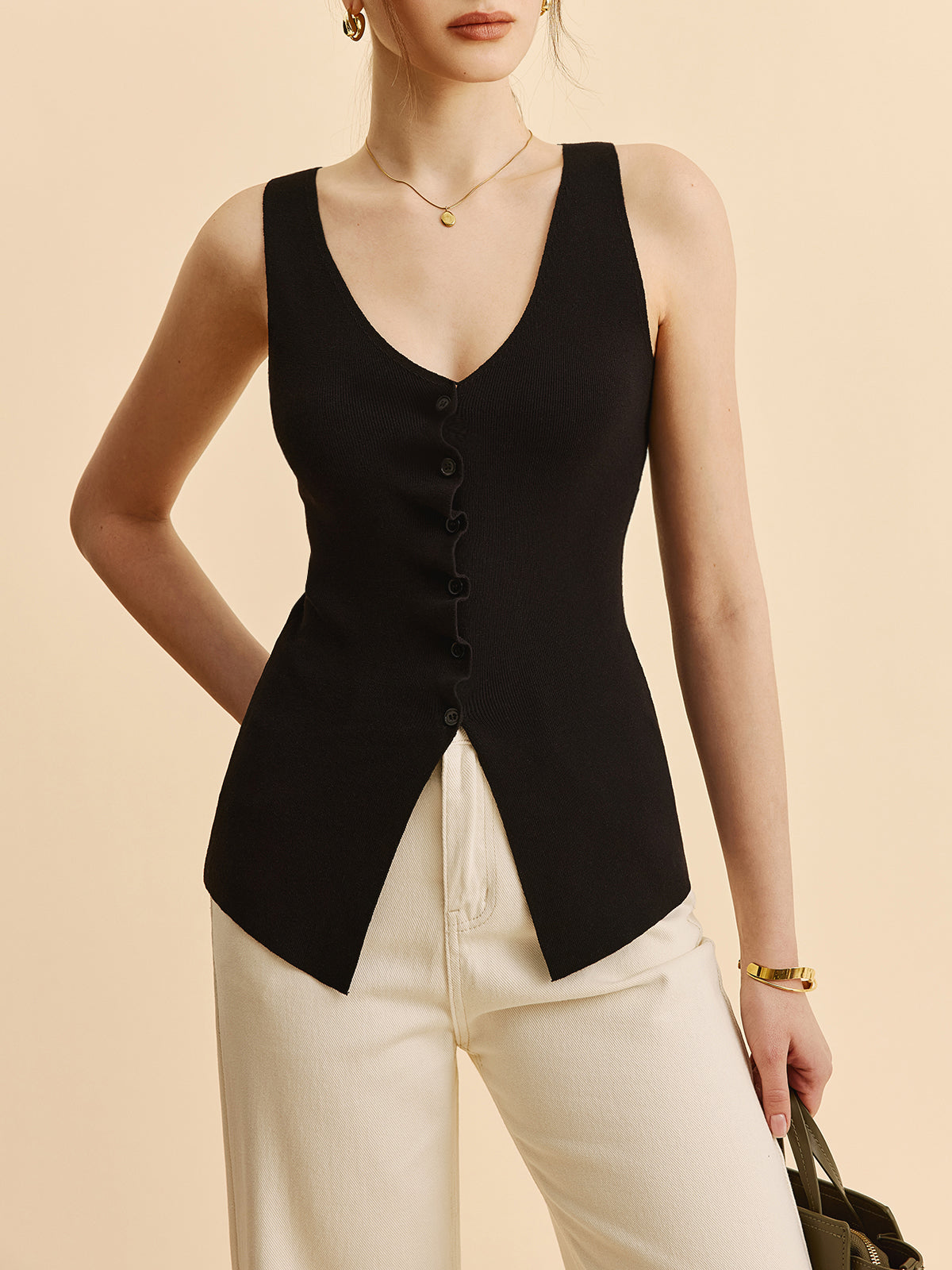 Marul Kesimli Bölünmüş Kazak Yelek