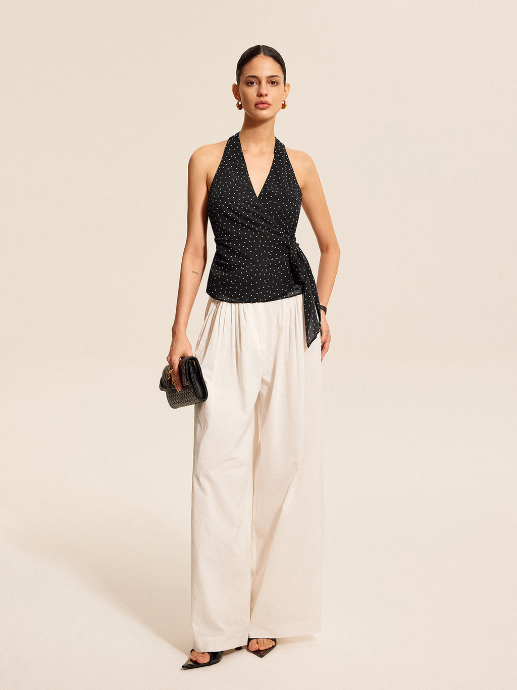 Polka Dot Sarma Bağcıklı Askılı Üst