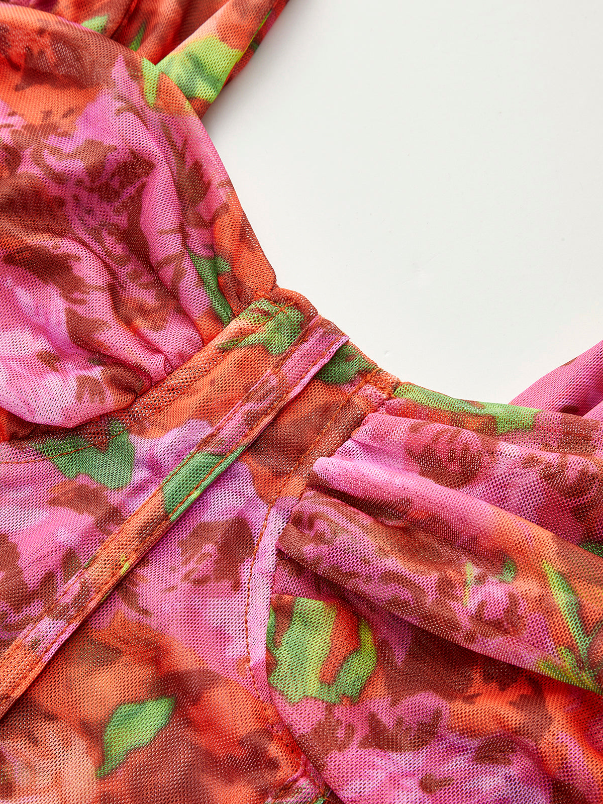 Çiçekli File Korse Üst