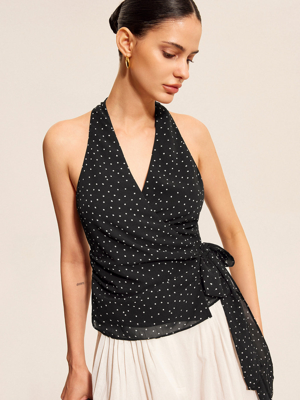 Polka Dot Sarma Bağcıklı Askılı Üst