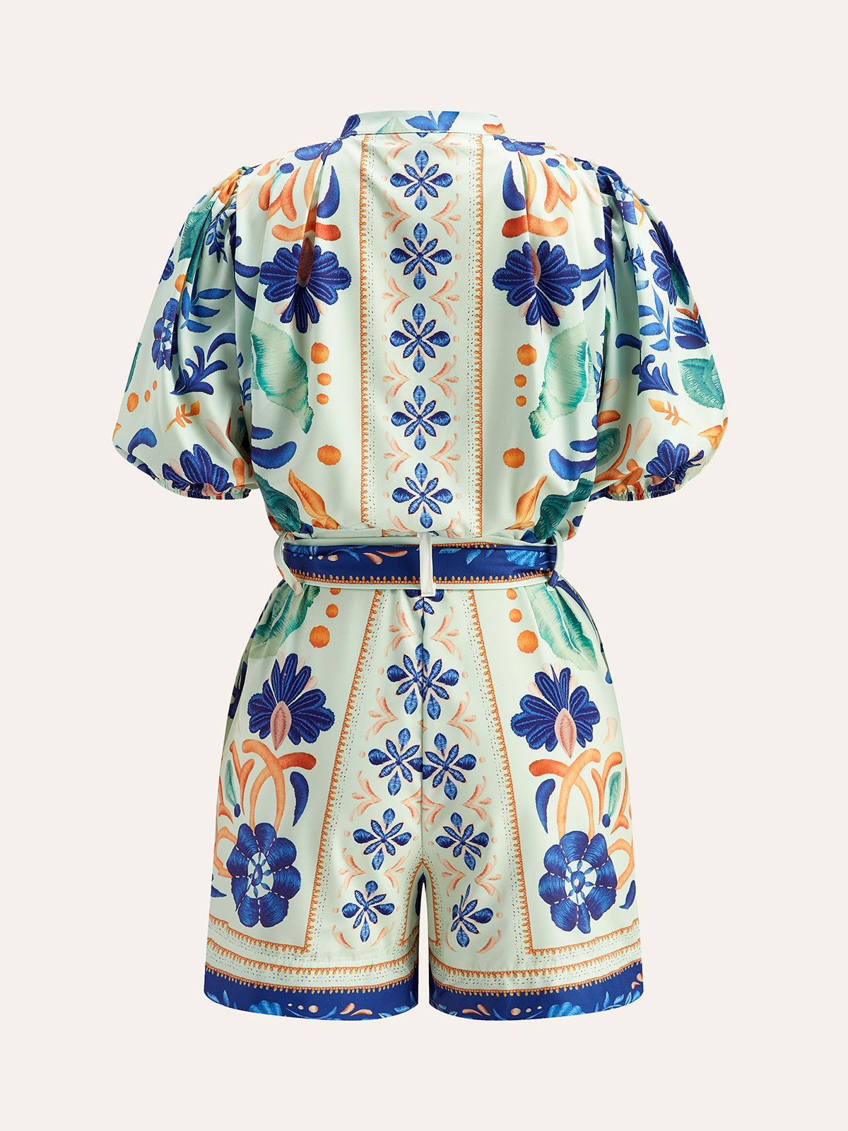 Çiçek Desenli Bağcıklı Tulum