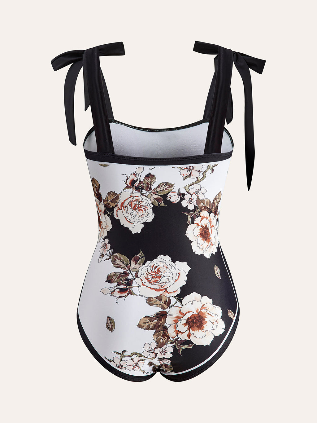 Çiçekli Bağcıklı Omuzlu Tek Parça Mayo Üstü Örtülü