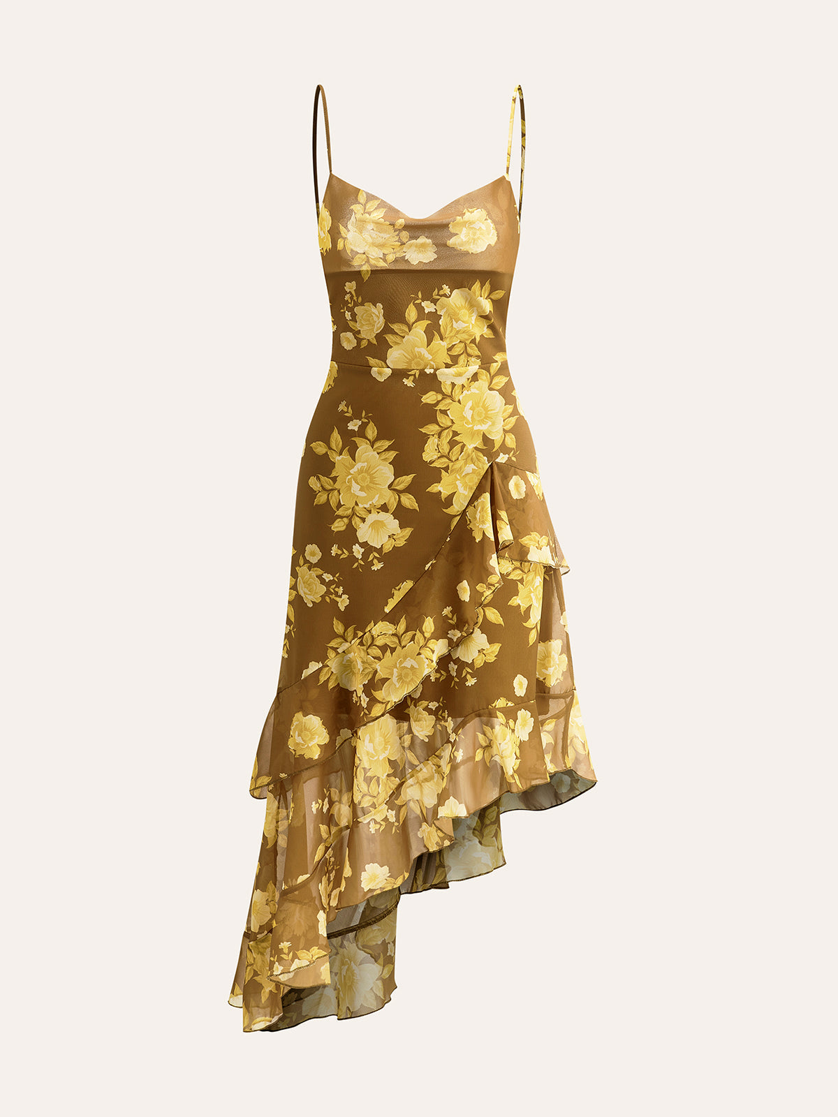 Çiçekli Fırfırlı Arkadan Bağlamalı Cami Elbisesi