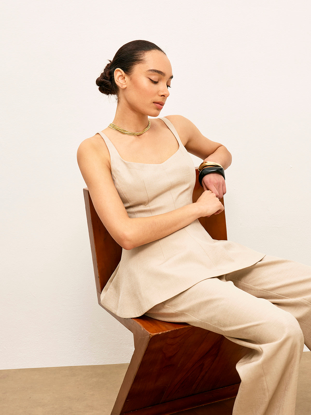 Arka Fermuarlı Peplum Flare Üst