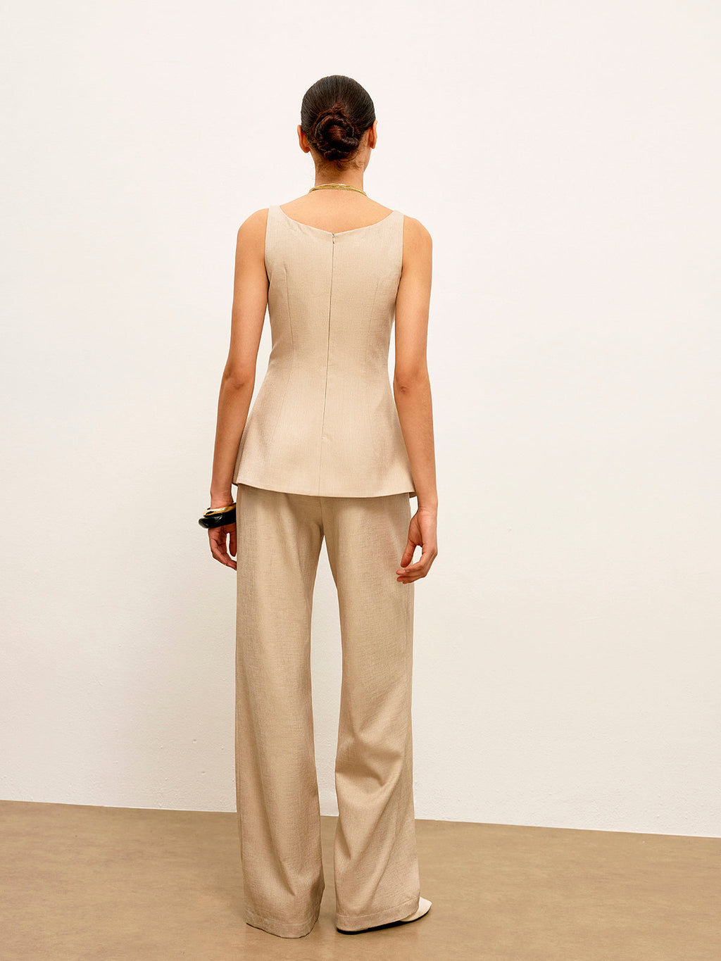 Arka Fermuarlı Peplum Flare Üst