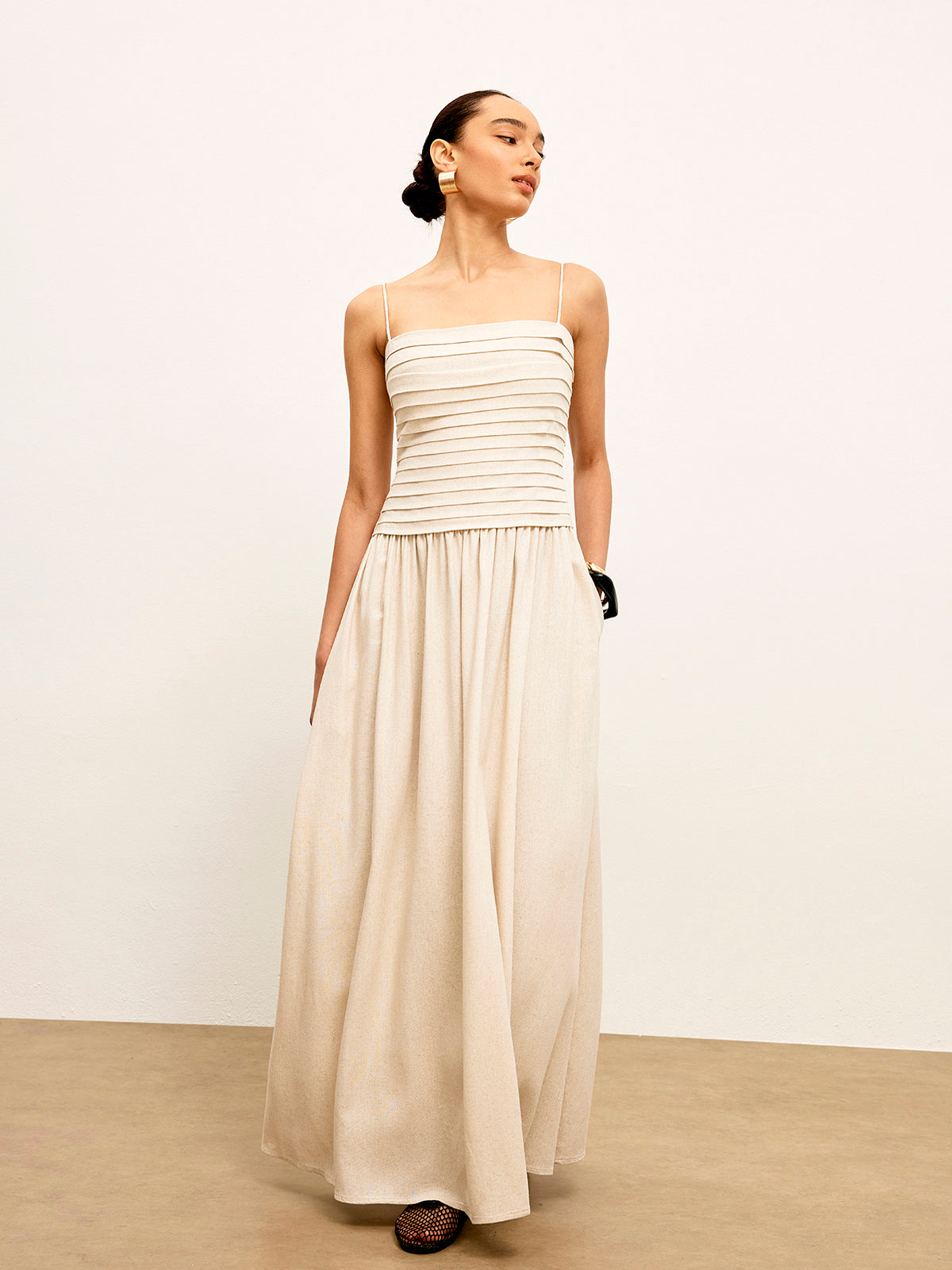 Buruşuk Bağcıklı Askılı Atlet Elbise