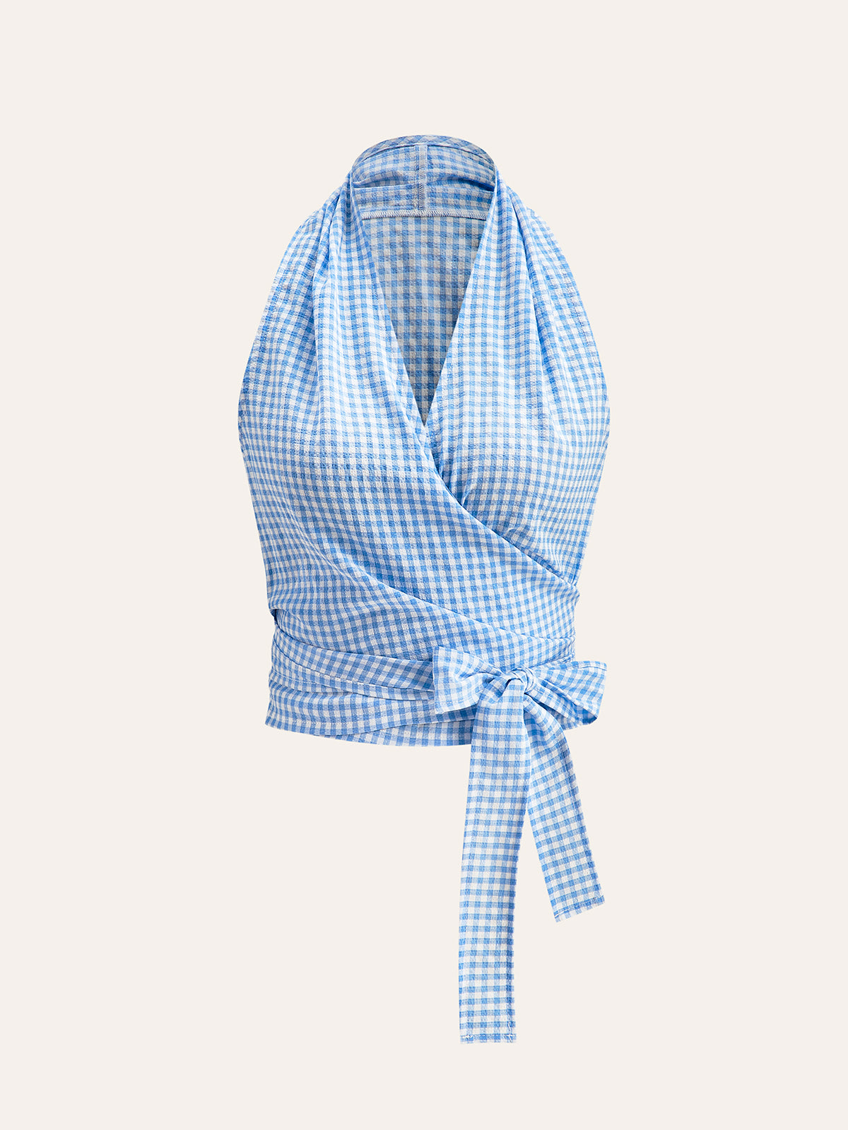 Gingham Halter Wrap Üst