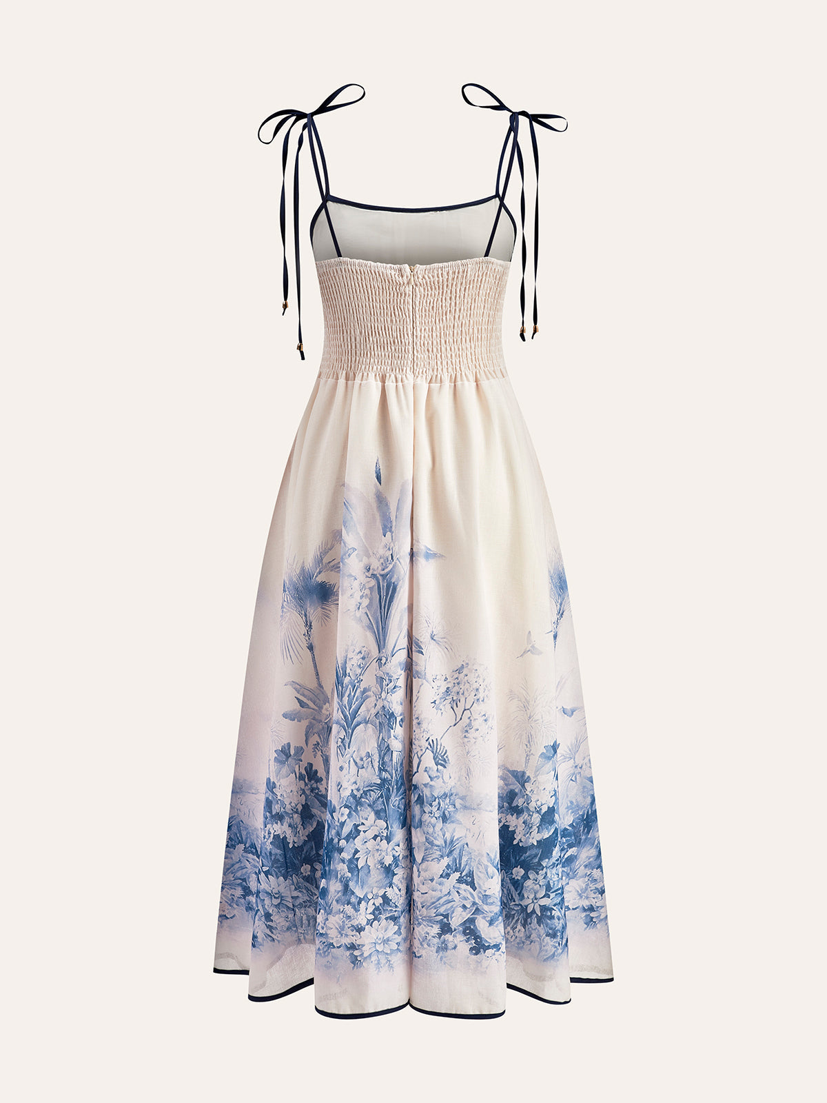 Bağcıklı Askılı Renkli Blok Çiçek Desenli Elbise