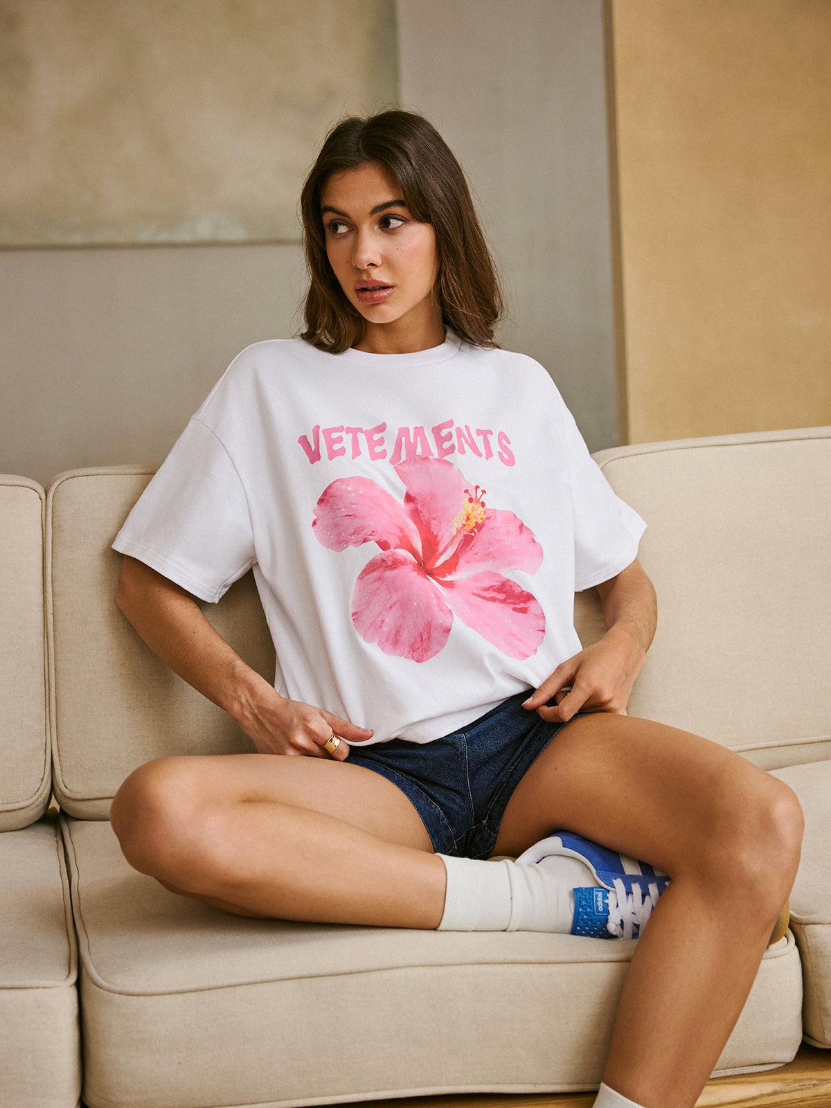 Pamuklu Yuvarlak Yaka Baskılı Tişört