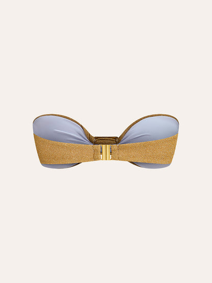 Metalik Fiyonklu Bandeau Bikini Üstü