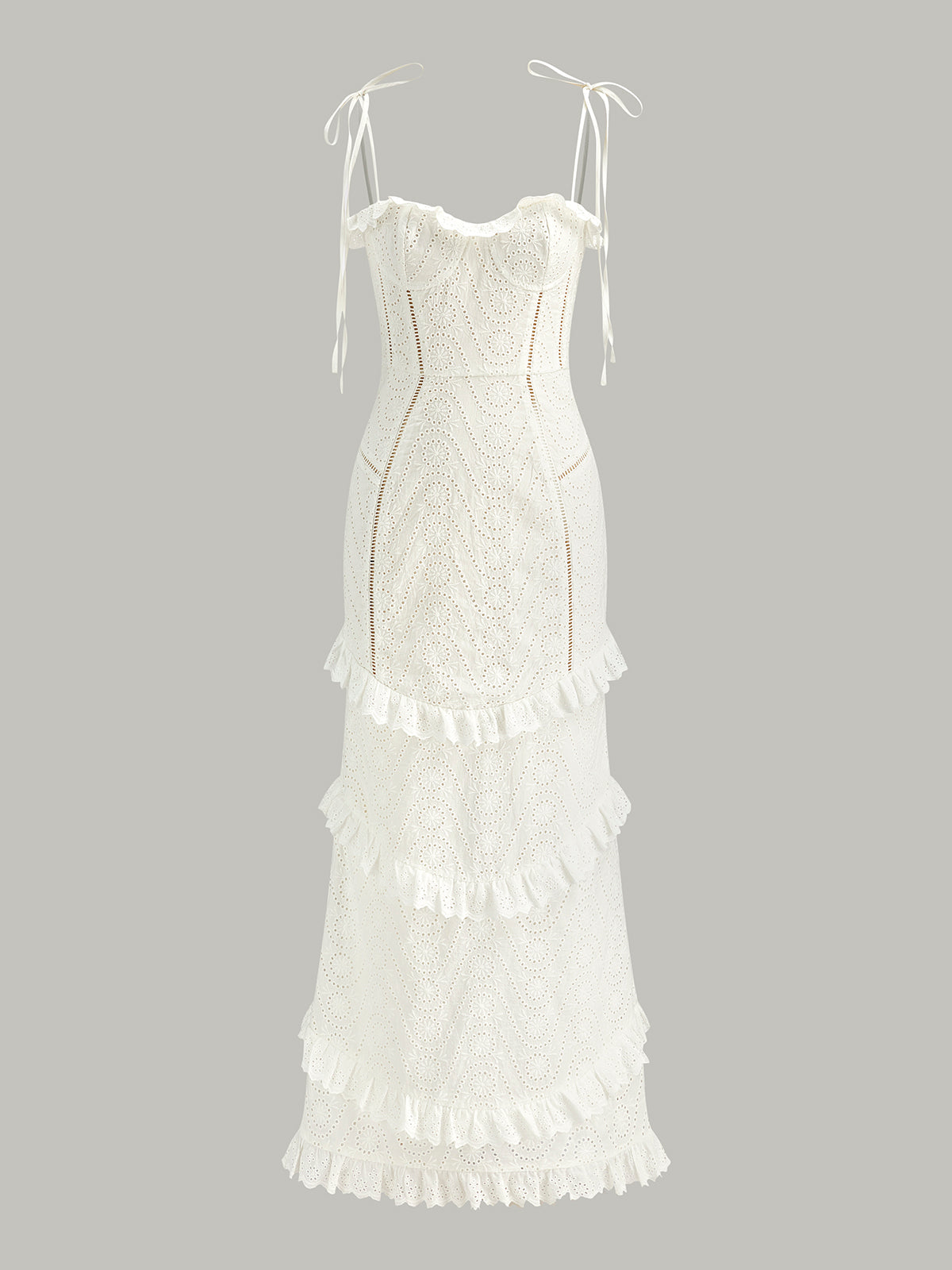 Bağcıklı Bağcıklı Askılı Volanlı Yarık Elbise