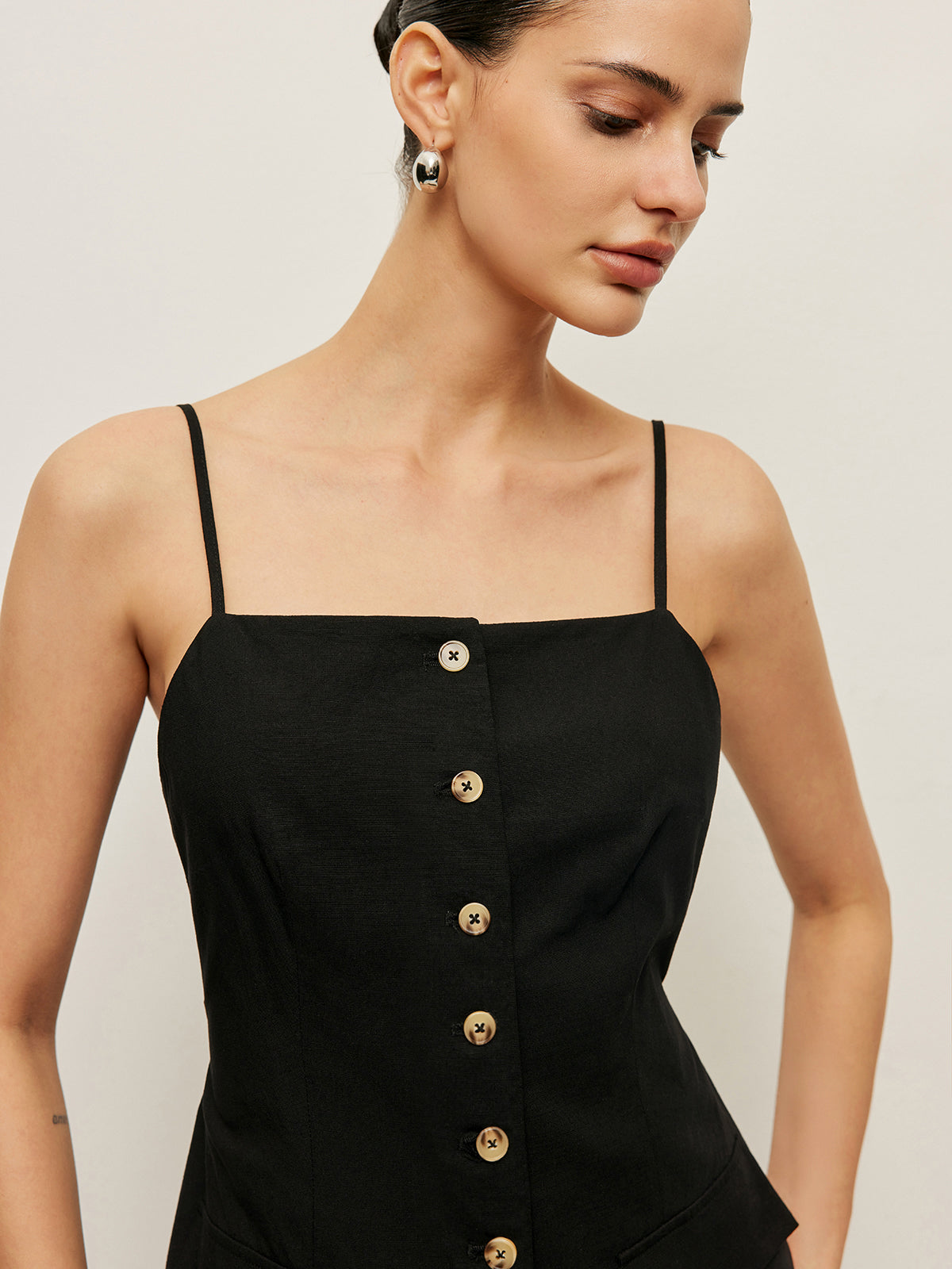 Pamuklu Düğmeli Bağcıklı Tank Top