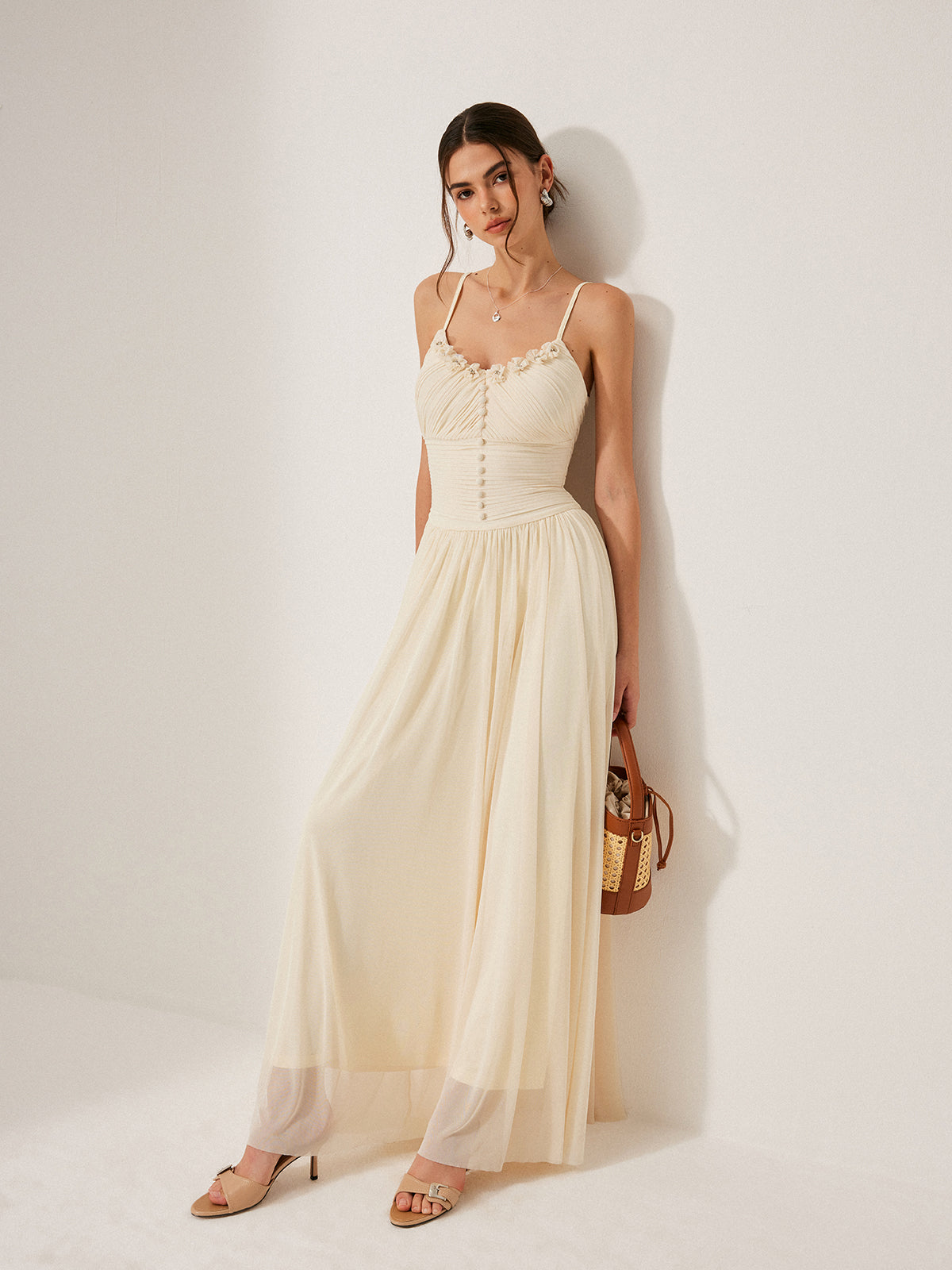 Düğme Detaylı File Panel Elbise