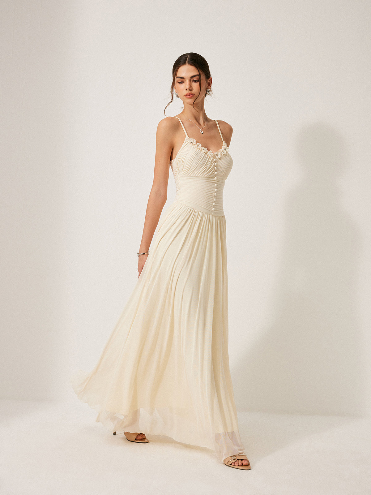 Düğme Detaylı File Panel Elbise