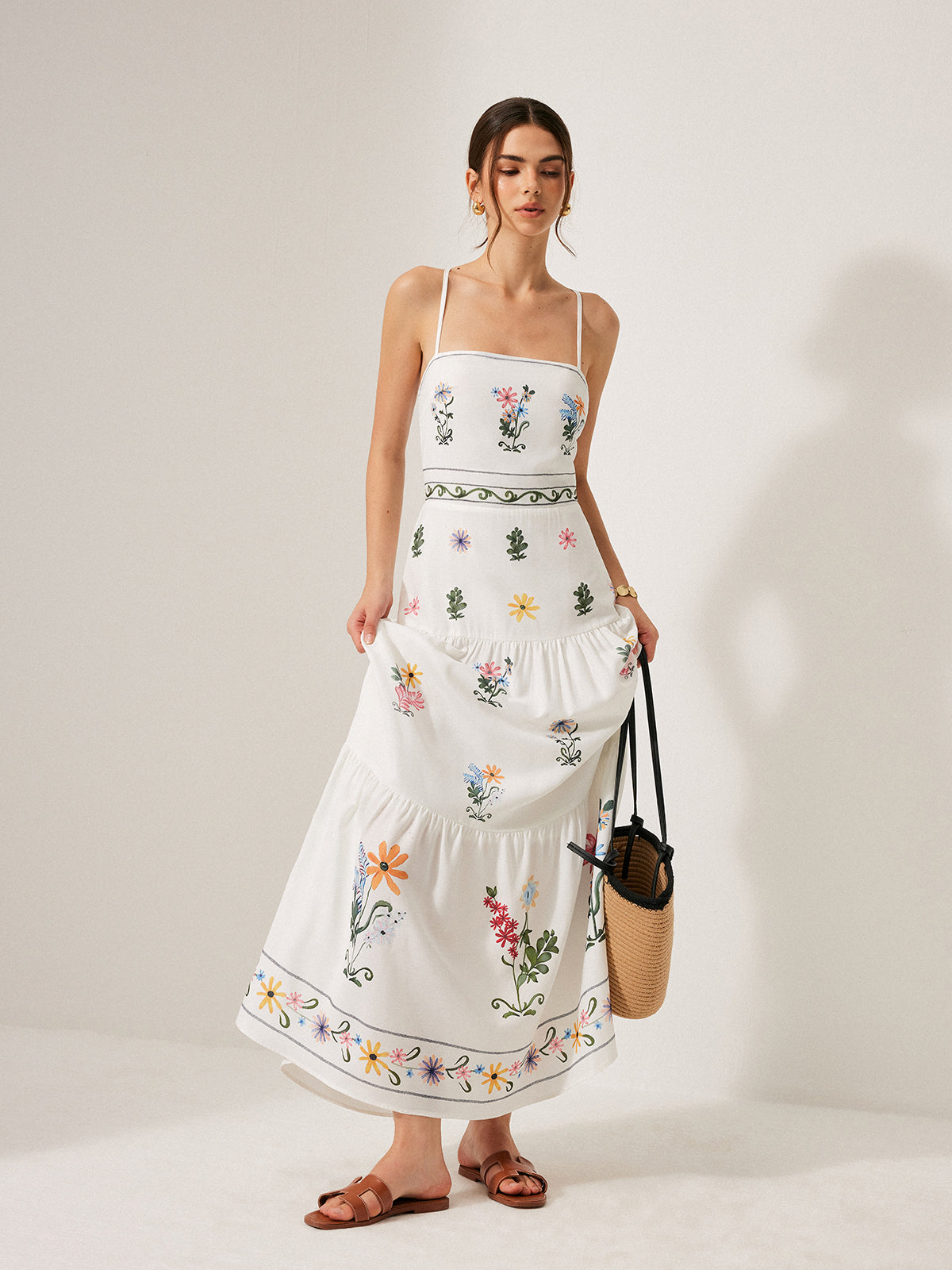 Boho Bağcıklı Sırt Askılı Elbise