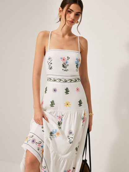 Boho Bağcıklı Sırt Askılı Elbise