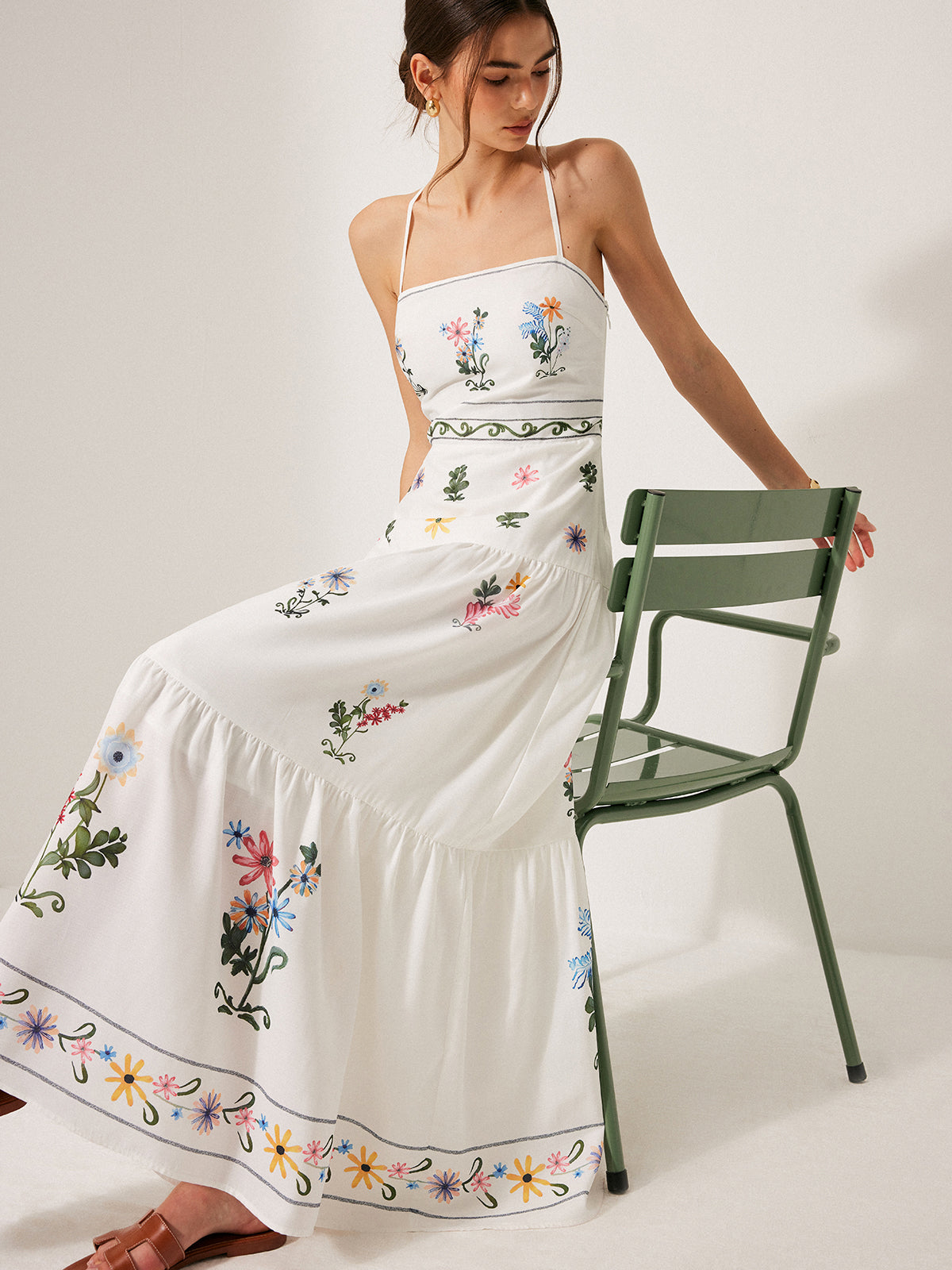 Boho Bağcıklı Sırt Askılı Elbise