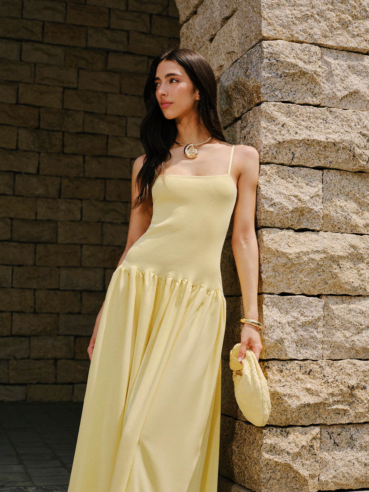 Pliseli Etek Askılı Kazak Elbise