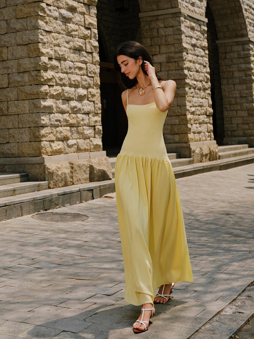 Pliseli Etek Askılı Kazak Elbise