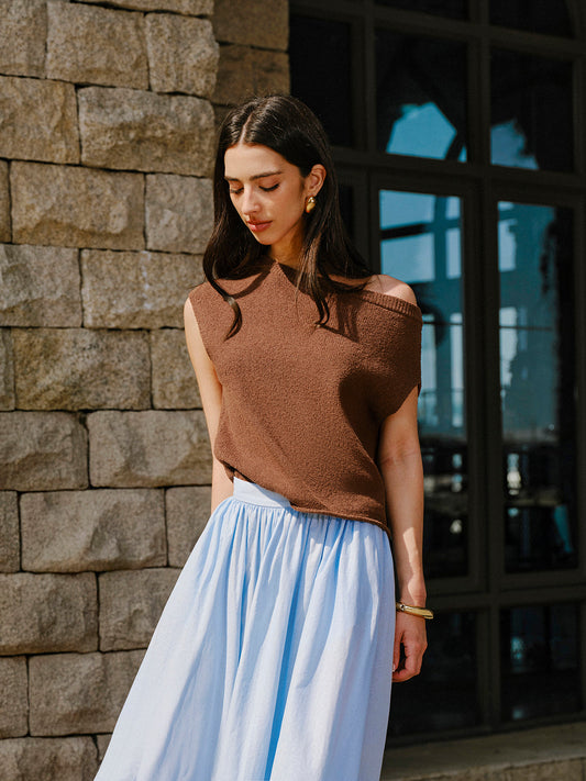 Pamuklu Omuz Açık Örgü Üst