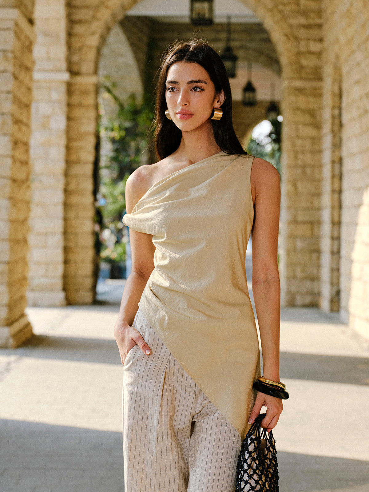 Pamuk & Keten Asimetrik Bluz