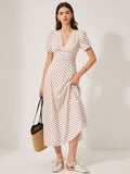 Polka Dot Puf Kollu Elbise