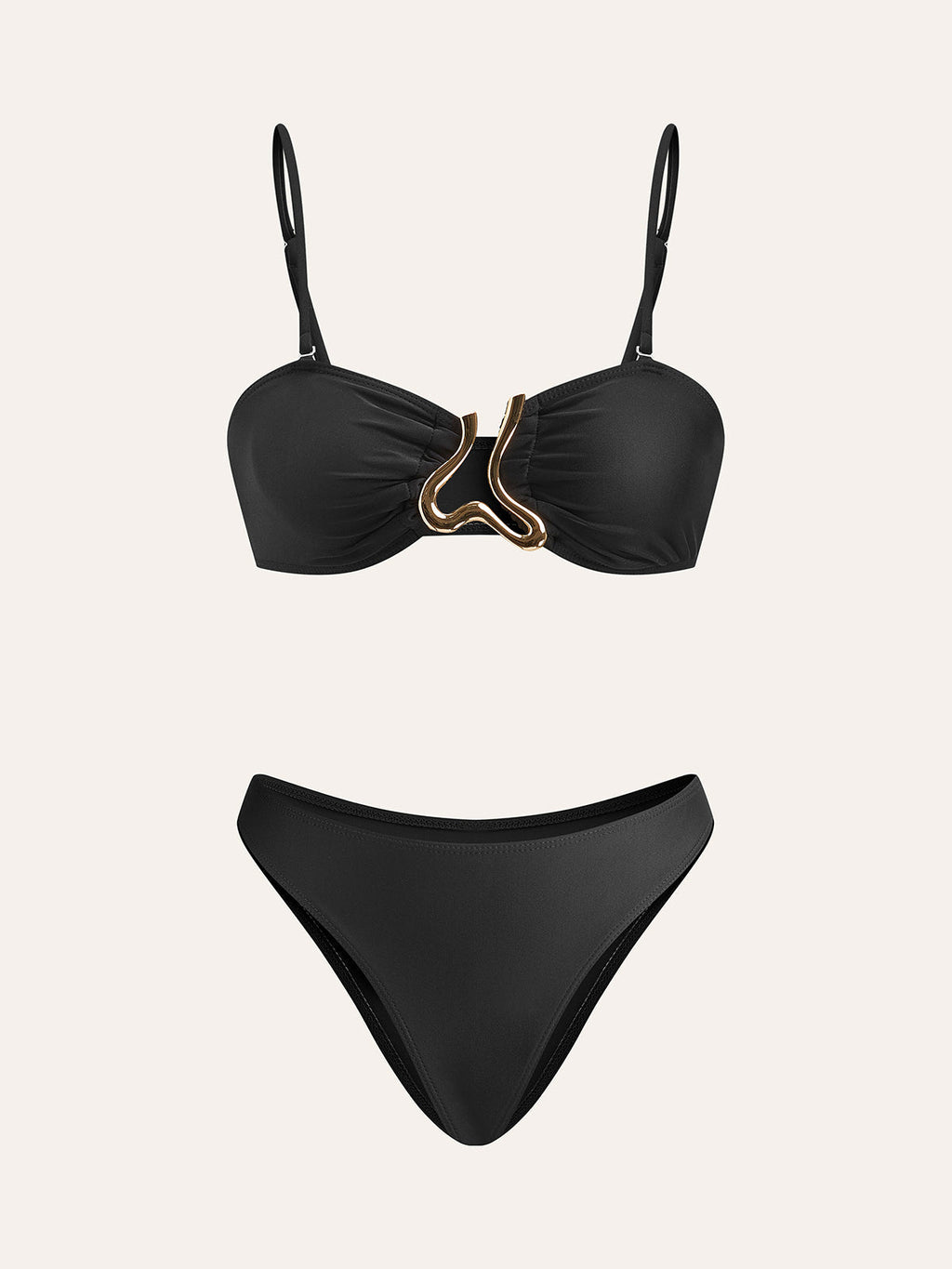 Altın Detaylı Bikini Takımı Ve Üst Etek