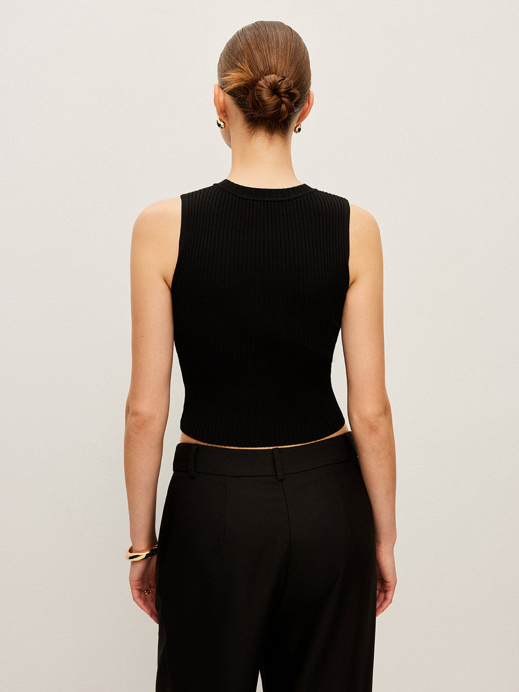 Metal Detaylı Yivli Örgü Yelek