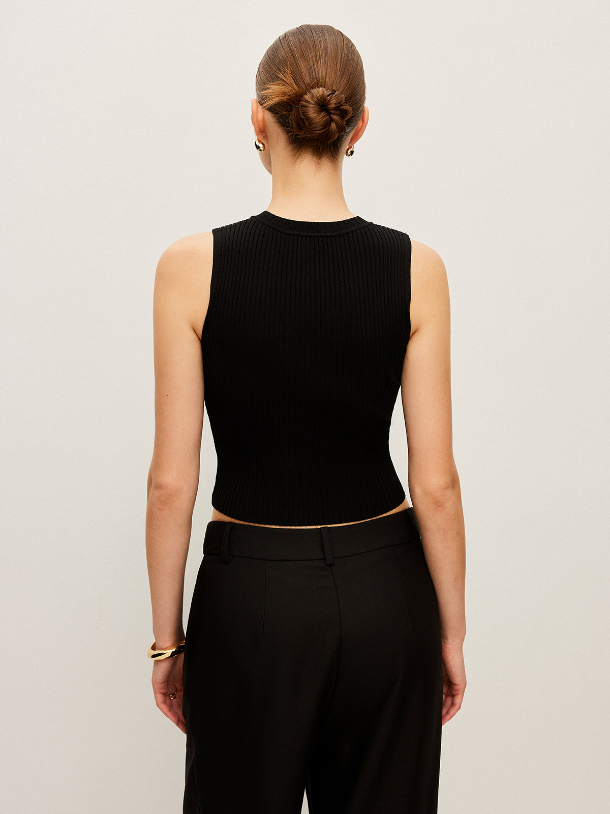 Metal Detaylı Yivli Örgü Yelek